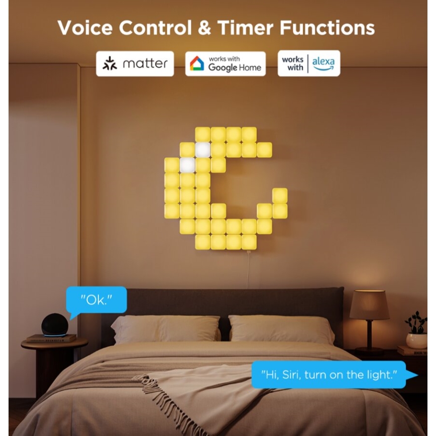 Govee - 10 vnt. išmanių mini RGBIC Wi-Fi panelių