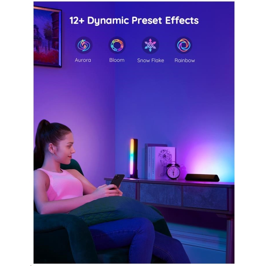 Govee - RINKINYS 2x Flow Plus IŠMANUSIS LED TV ir ŽAIDIMŲ apšvietimas - RGBICWW Wi-Fi