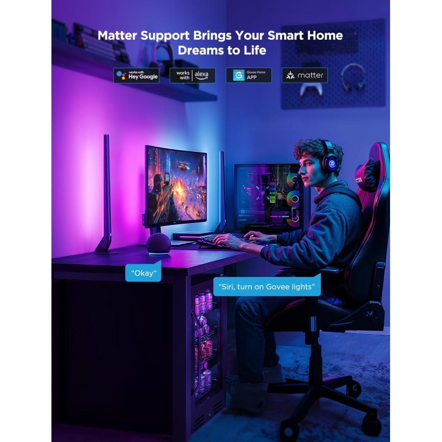 Govee - AI Sync Box Kit 2 Išmanus PC apšvietimo rinkinys 27-34 + LED panelės Wi-Fi