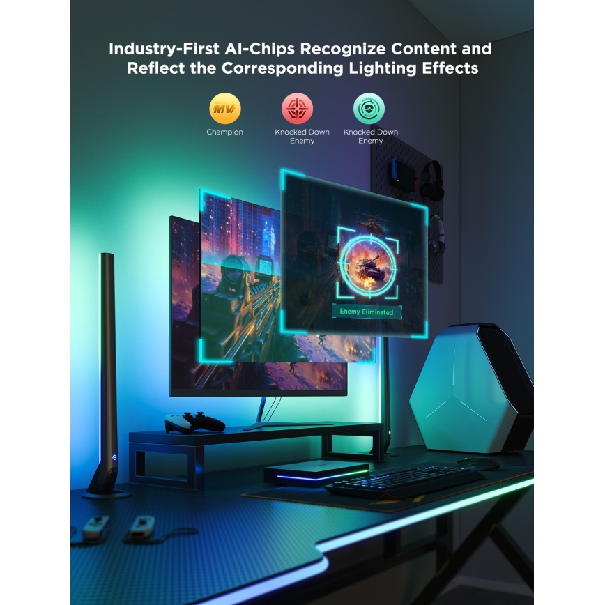 Govee - AI Sync Box Kit 2 Išmanus PC apšvietimo rinkinys 27-34 + LED panelės Wi-Fi