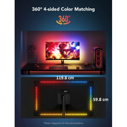 Govee - Dreamview G1 Smart LED RGBIC Monitoriaus apšvietimas 27-34" Wi-Fi
