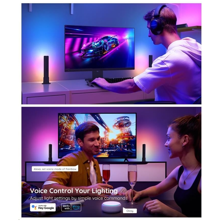 Govee - KOMPLEKTAS 2x Flow Plus SMART LED TV & Gaming - RGBICWW Wi-Fi