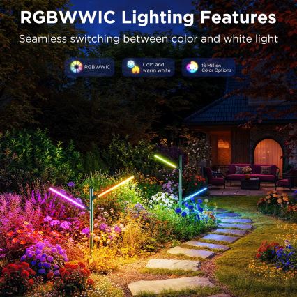 Govee - KOMPLEKTAS 2x LED RGBICWW Pritemdomas lauko lempa LED/18W/230V IP66 2700-6500K Wi-Fi
