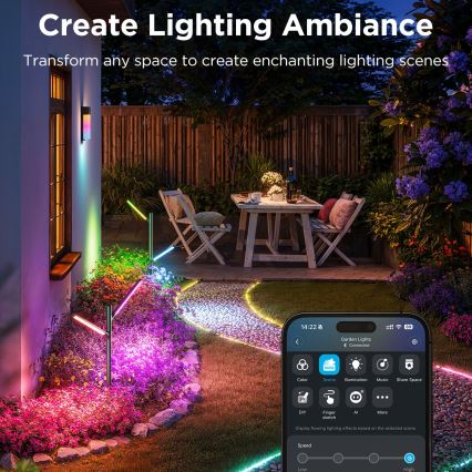 Govee - KOMPLEKTAS 2x LED RGBICWW Pritemdomas lauko lempa LED/18W/230V IP66 2700-6500K Wi-Fi
