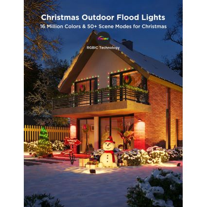 Govee - Komplektas 4 vnt. LED RGBICWW reguliuojamas prožektorius LED/24W/230V IP66 Matter Wi‑Fi