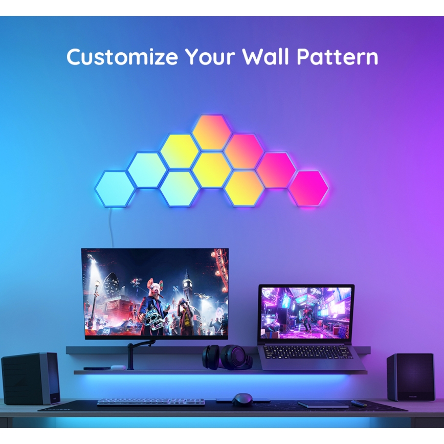 Govee - Prailgintuvo rinkinys 2x LED RGB Pritemdymo panelė LED/7,2W/230V Wi-Fi