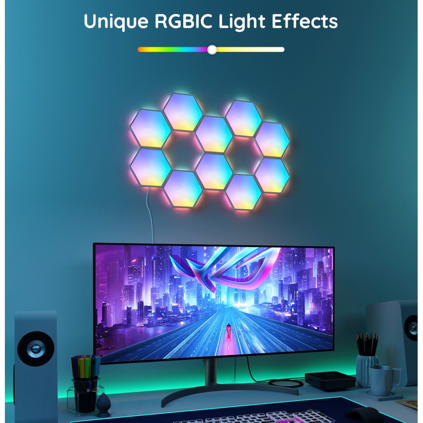 Govee - Prailgintuvo rinkinys 2x LED RGB Pritemdymo panelė LED/7,2W/230V Wi-Fi