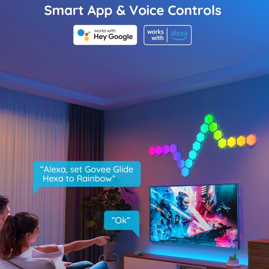 Govee - Prailgintuvo rinkinys 2x LED RGB Pritemdymo panelė LED/7,2W/230V Wi-Fi