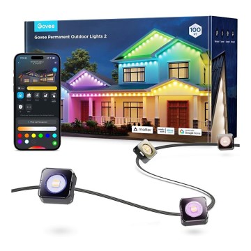 Govee - LED RGBIC 30m girlianda su įleidžiamais šviestuvais, Wi-Fi, Matter, IP67