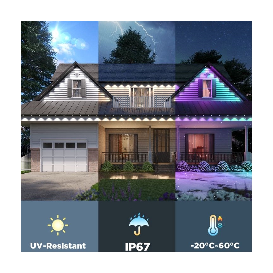 Govee - LED RGBIC 30m girlianda su įleidžiamais šviestuvais, Wi-Fi, Matter, IP67