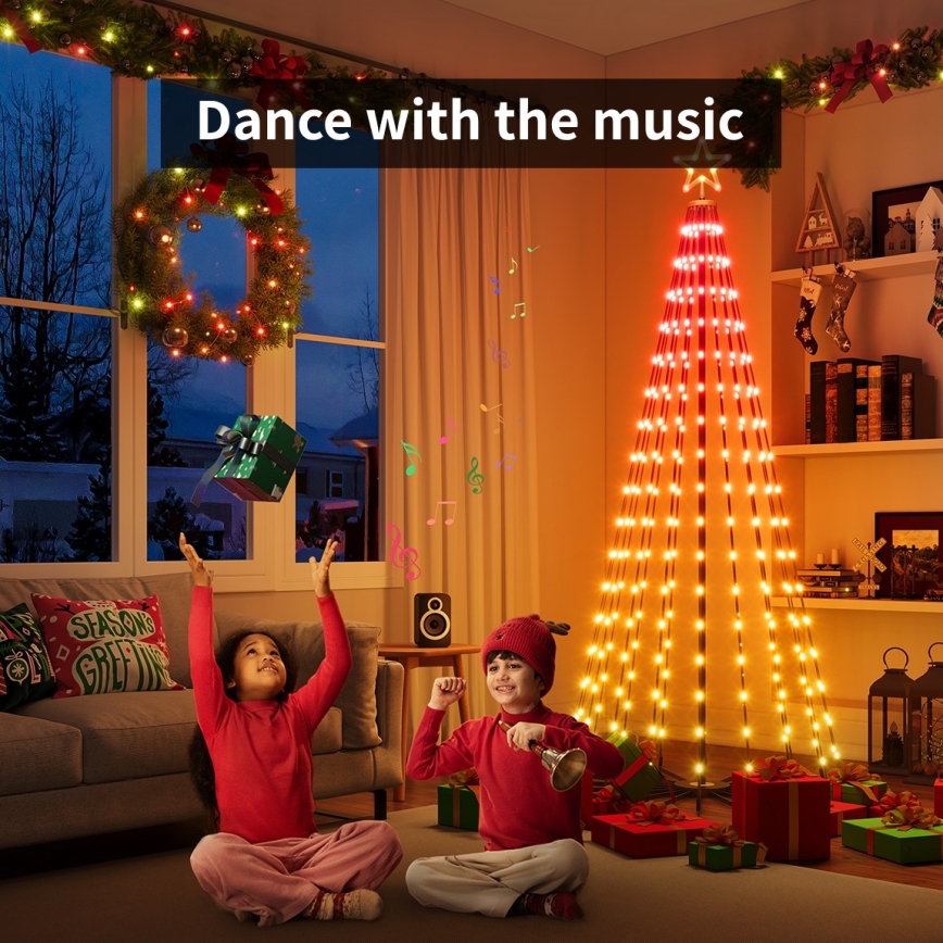 Govee - LED RGBIC Kalėdinė eglutė su žvaigžde LED/15W/230V IP65 1,8m Matter Wi-Fi