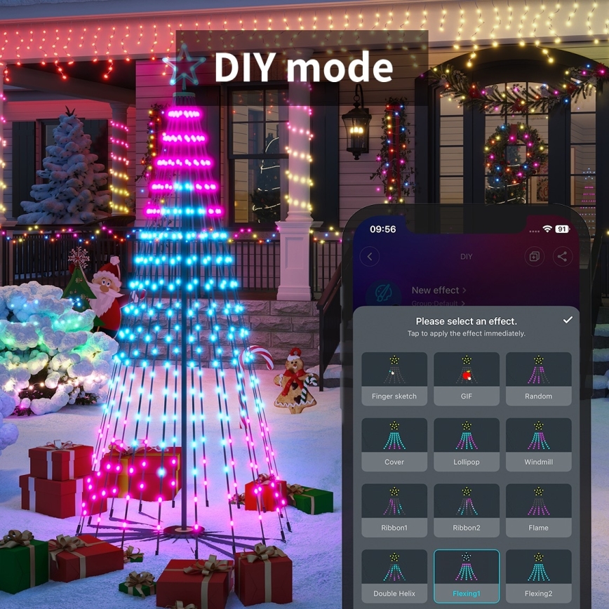 Govee - LED RGBIC Kalėdinė eglutė su žvaigžde LED/15W/230V IP65 1,8m Matter Wi-Fi