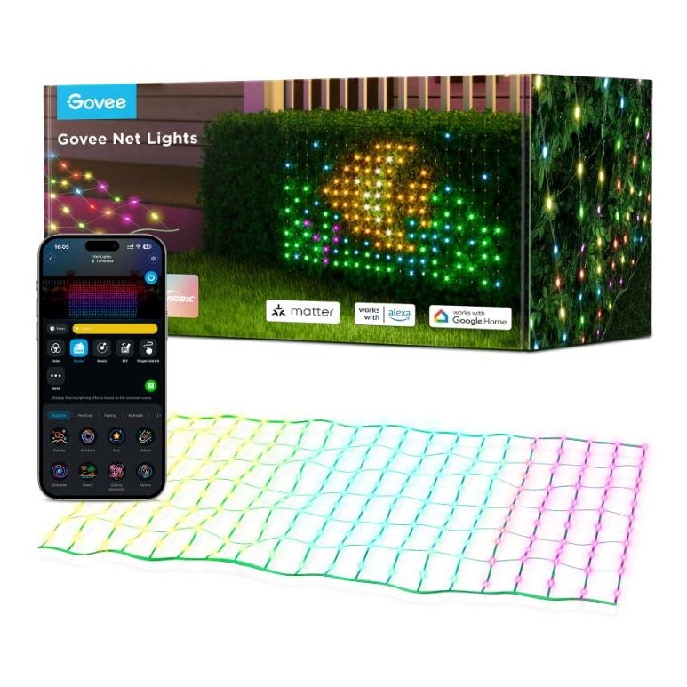 Govee - LED RGBIC Lauko apšvietimo tinklas 143x85cm Wi-Fi Matter IP65