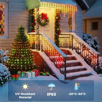 Govee - LED RGBIC Lauko girlianda Išmanus varvekliai 10m Wi-Fi Matter IP65