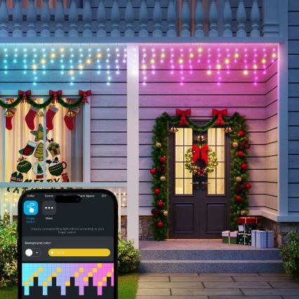 Govee - LED RGBIC Lauko girlianda Išmanus varvekliai 10m Wi-Fi Matter IP65