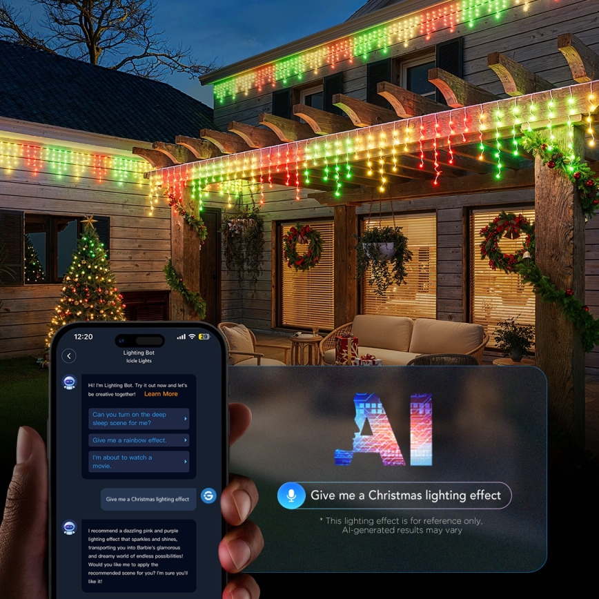 Govee - LED RGBIC Lauko varveklių girlianda 10 m Wi-Fi Matter IP65