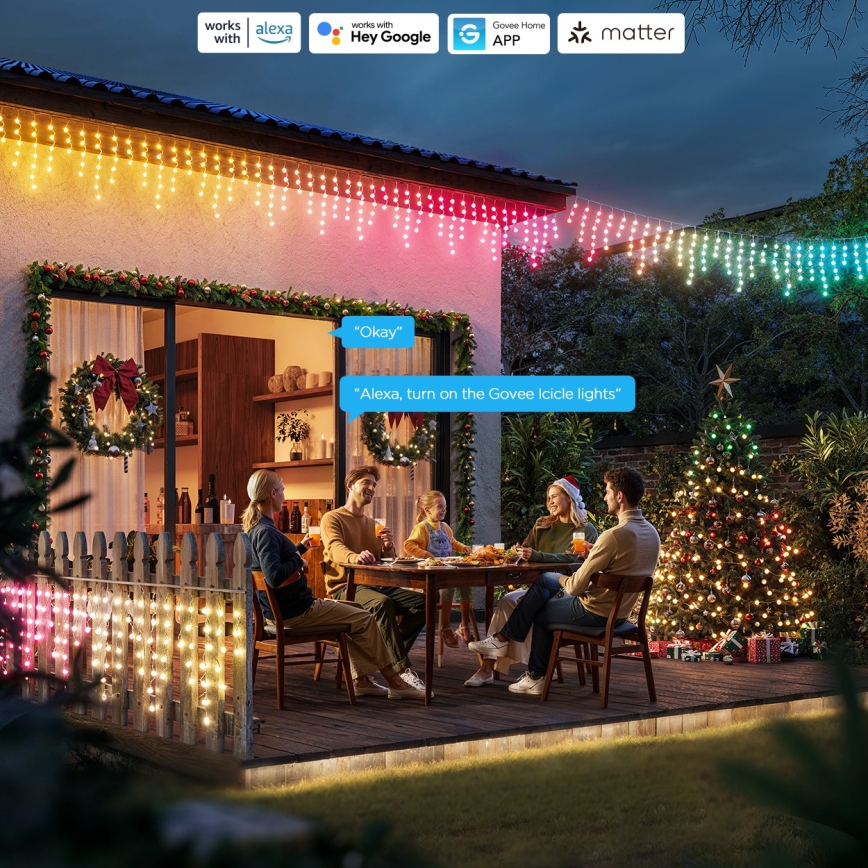 Govee - LED RGBIC Lauko varveklių girlianda 10 m Wi-Fi Matter IP65