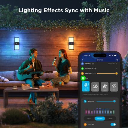 Govee - LED RGBIC Pritemdomas Lauko sieninis šviestuvas su jutikliu LED/230V IP65 2700-6500K Wi-Fi