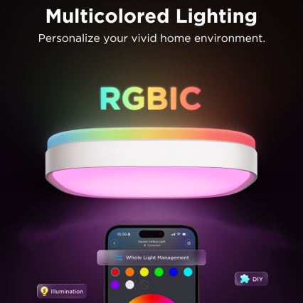 Govee - LED RGBIC Pritemdomas lubinis šviestuvas LED/24W/230V 2700-6500K Wi-Fi