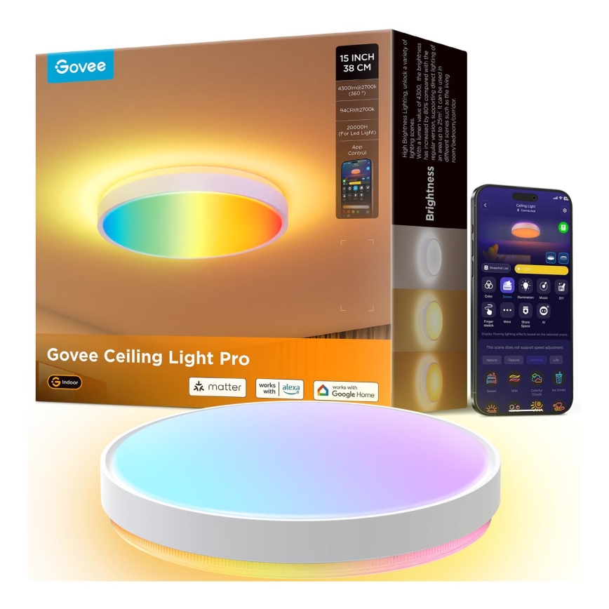 Govee - LED RGBIC Pritemdomas lubinis šviestuvas LED/49W/230V 2700-6500K Wi-Fi diametras 38 cm
