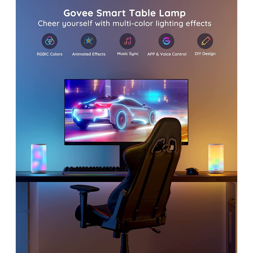 Govee - LED RGBIC Pritemdomas stalinis šviestuvas AURA 2 2200-6500K Wi-Fi Matter