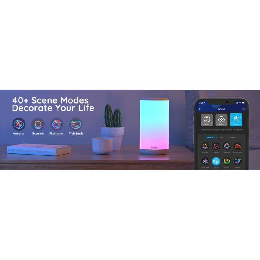 Govee - LED RGBIC Pritemdomas stalinis šviestuvas AURA 2 2200-6500K Wi-Fi Matter