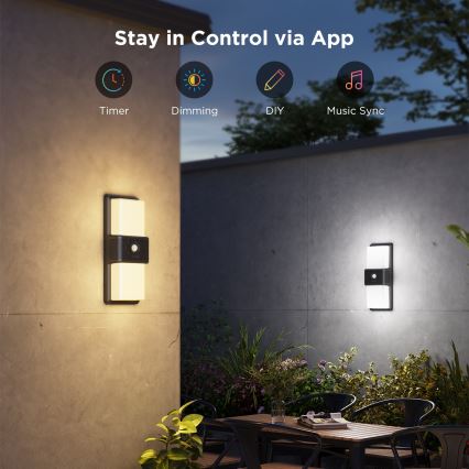 Govee - LED RGBIC Reguliuojamas lauko sieninis šviestuvas su jutikliu MATTER LED/230V IP65 2700-6500K Wi-Fi