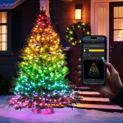 Govee - LED RGBICW Lauko kalėdinė girlianda 2700-6500K 20m Wi-Fi Matter IP65