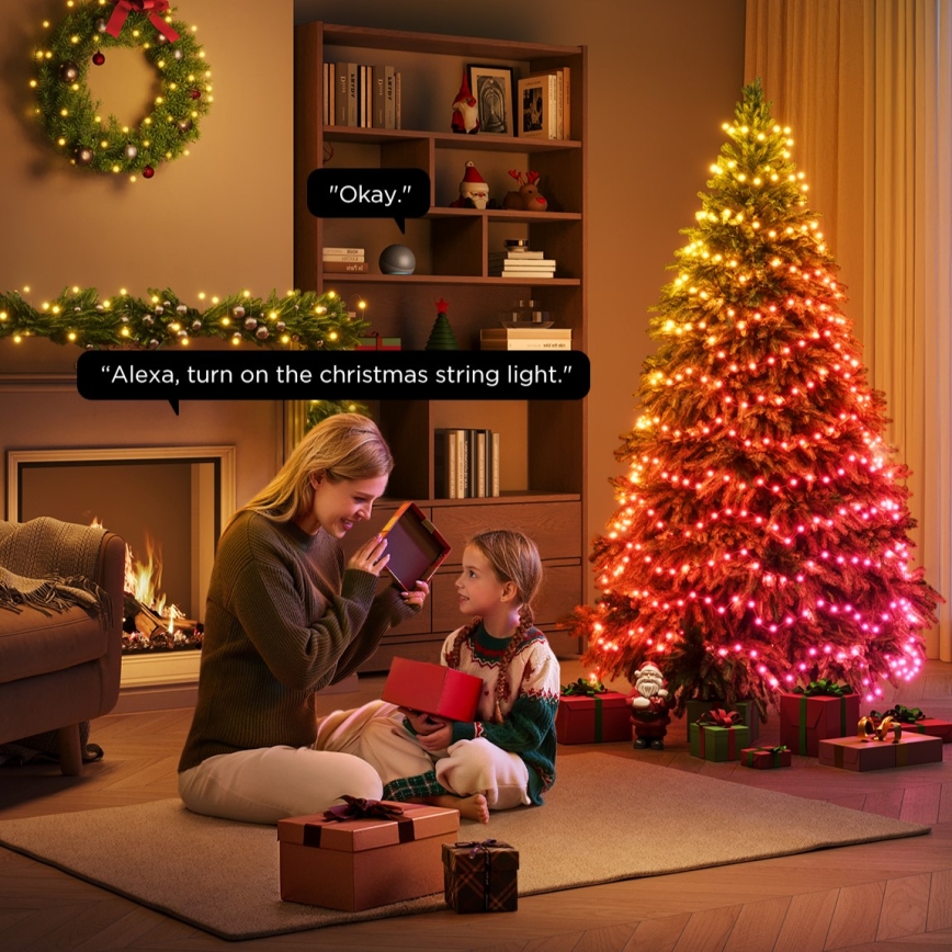 Govee - LED RGBICW Lauko kalėdinė girlianda 2700-6500K 20m Wi-Fi Matter IP65