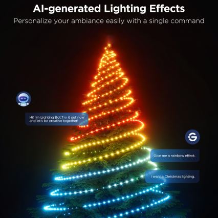 Govee - LED RGBICW Lauko Kelėdinė girlianda 2700-6500K 20m Wi-Fi Matter IP66