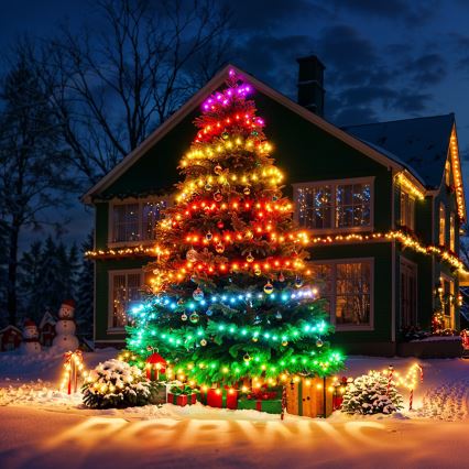 Govee - LED RGBICW Lauko Kelėdinė girlianda 2700-6500K 20m Wi-Fi Matter IP66