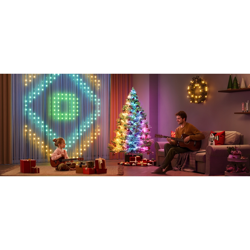 Govee - LED RGBICW Lauko Kelėdinė girlianda 2700-6500K 20m Wi-Fi Matter IP66