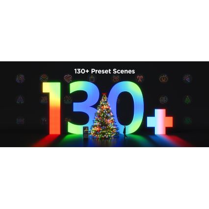 Govee - LED RGBICW Lauko Kelėdinė girlianda 2700-6500K 20m Wi-Fi Matter IP66