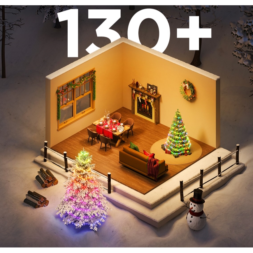 Govee - LED RGBICW Lauko Kelėdinė girlianda 2700-6500K 20m Wi-Fi Matter IP66