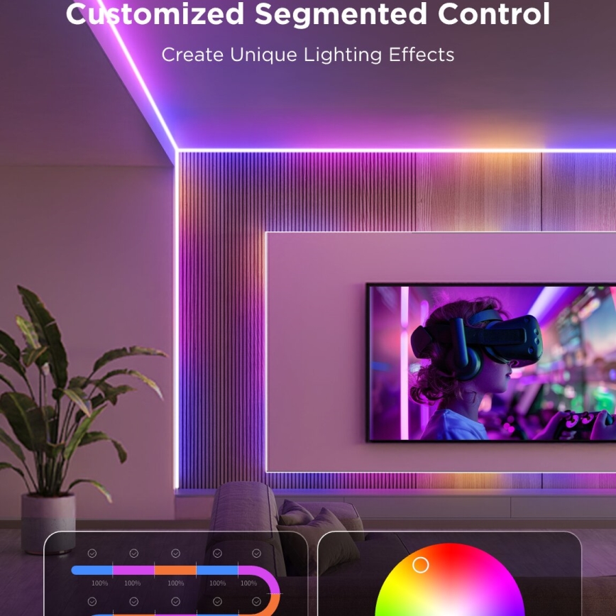 Govee - LED RGBICW Reguliuojama juostelė COB 3780 diodai 3m Wi-Fi Matter