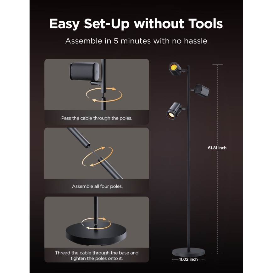 Govee - LED RGBICWW Dimeriuojama pastatoma lempa TREE MATTER LED/48W/230V Wi-Fi