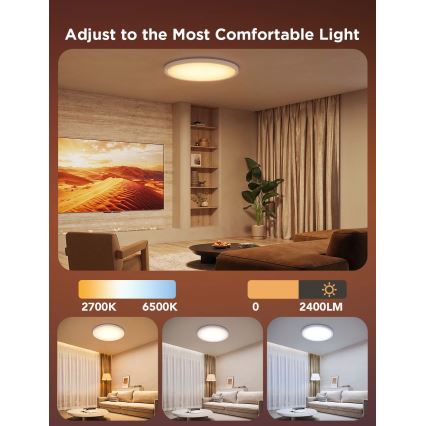 Govee - dimeriuojamas LED RGBICWW lubų šviestuvas, 29 W, 230 V, skersmuo 30 cm, Matter, Wi-Fi