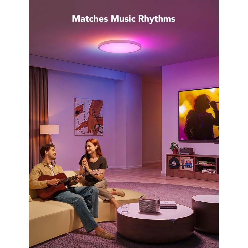 Govee - LED RGBICWW dimeriuojamas lubinis šviestuvas LED/29W/230V skers. 30 cm matinis Wi-Fi