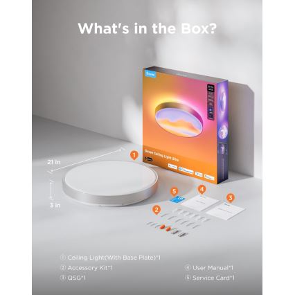 Govee - LED RGBICWW Reguliuojamas lubinis šviestuvas LED/55W/230V skersmuo 53 cm Matter Wi-Fi