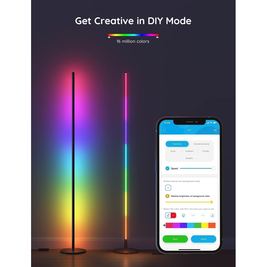 Govee - LED RGBW dimeriuojama grindinė lempa LITE MATTER LED/24W/230V Wi-Fi