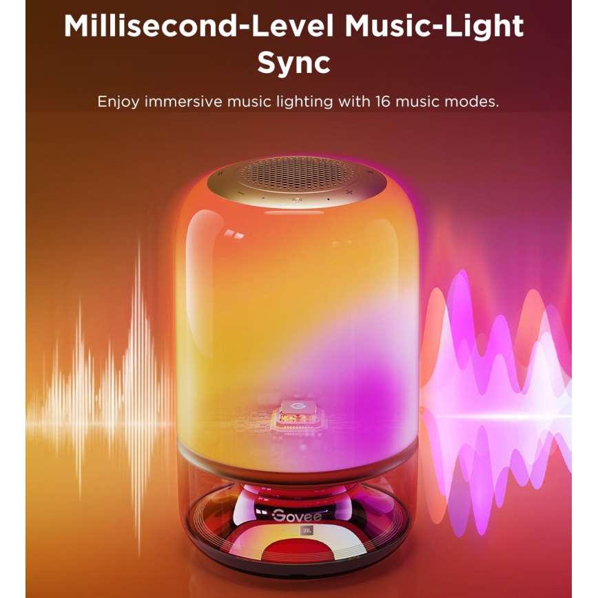 Govee - LED RGBW reguliuojamas stalinis šviestuvas su garsiakalbiu LED/36W/12V Wi-Fi