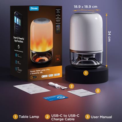 Govee - LED RGBW reguliuojamas stalinis šviestuvas su garsiakalbiu LED/36W/12V Wi-Fi