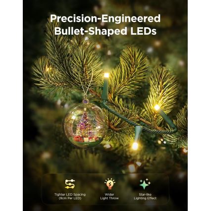 Govee - LED RGBWIC Lauko kalėdinė girlianda 2700-6500K 30m Wi-Fi Matter IP65