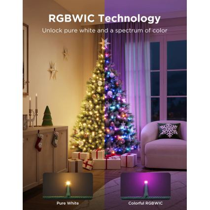 Govee - LED RGBWIC Lauko kalėdinė girlianda 2700-6500K 30m Wi-Fi Matter IP65