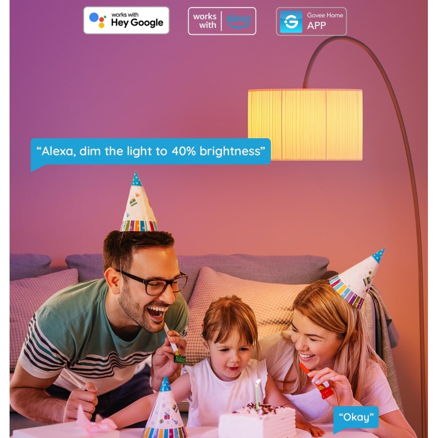 Govee - LED RGBWW pritemdoma lemputė Smart MATTER E27/9W/230V 2700-6500K Wi-Fi