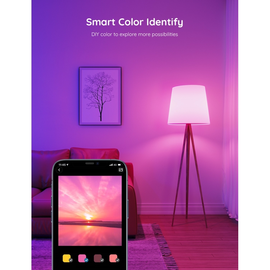 Govee - LED RGBWW pritemdoma lemputė Smart MATTER E27/9W/230V 2700-6500K Wi-Fi