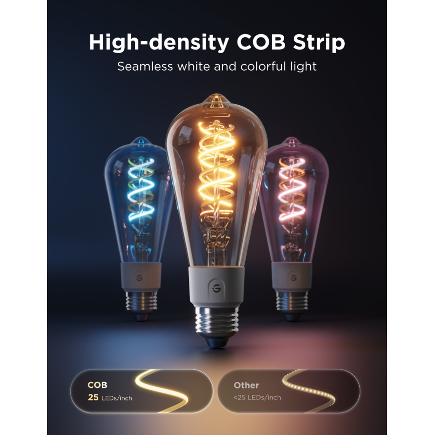 Govee - Reguliuojama LED RGBWW lemputė Smart MATTER ST64 E27/5W/230V 2700-6500K Wi-Fi