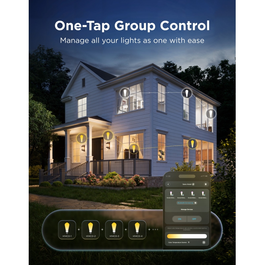 Govee - Reguliuojama LED RGBWW lemputė Smart MATTER ST64 E27/5W/230V 2700-6500K Wi-Fi