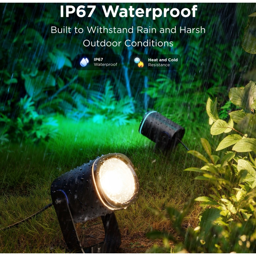 Govee - KOMPLEKTAS 2x LED RGBWW Pritemdomas prožektorius LED/12W/230V IP67 2700-6500K Wi-Fi