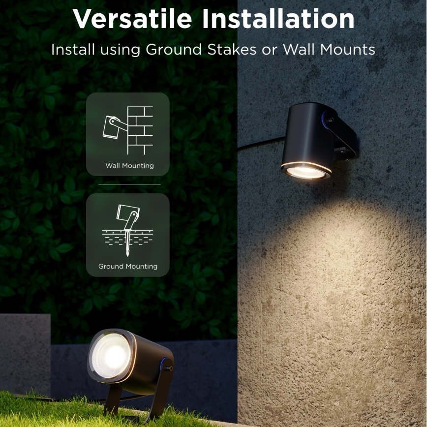 Govee - KOMPLEKTAS 2x LED RGBWW Pritemdomas prožektorius LED/12W/230V IP67 2700-6500K Wi-Fi